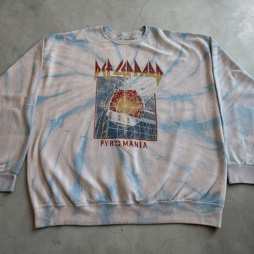 Def Leppard Pyromania Tie-Dye Crewneck Sweatshirt